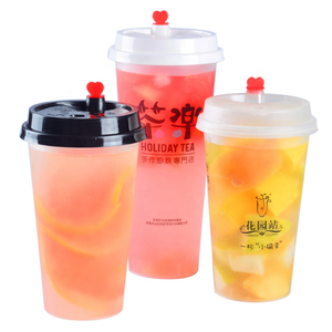 Cold Iced Coffee Tea Drinking Cups 500ml Disposable plastic Frosted Cup with Lid