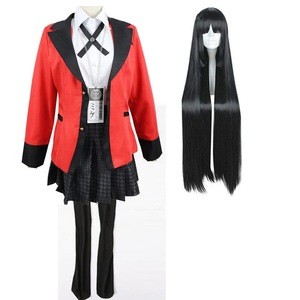 Coldker Kakegurui Yumeko Jabami COS School Girls Uniform Cosplay Costumes Full Set with wig