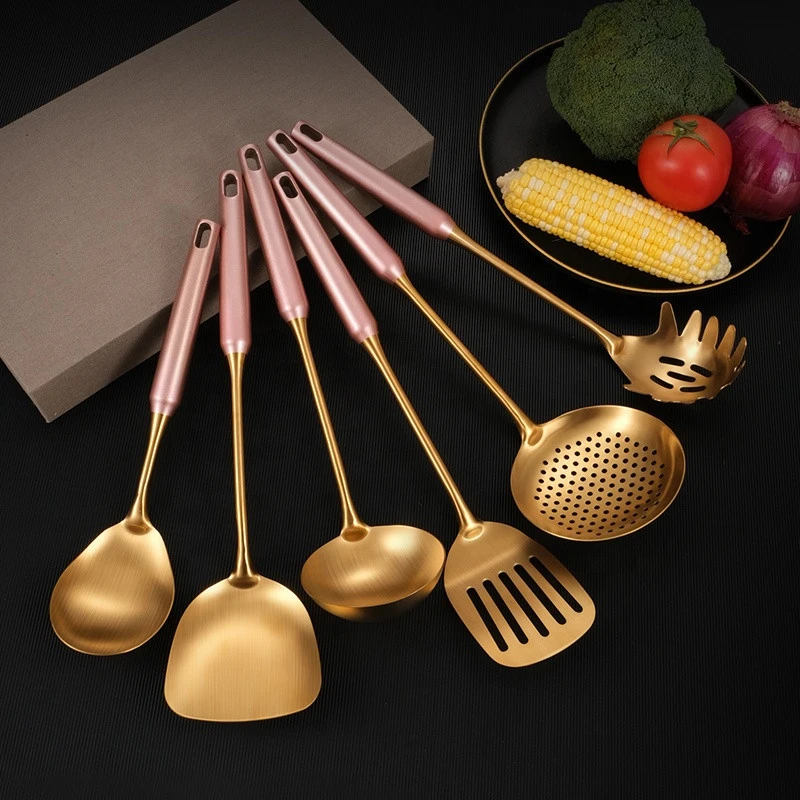 commercial non toxic high quality frying spatula slotted spoon kitchen utensil set cooking tools