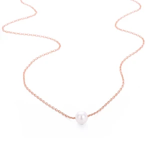 Commuting Style Pearl Pendant Necklace Rose Gold Plated Stainless Steel Jewelry Necklace Women Gift Pearl Necklace Pendant