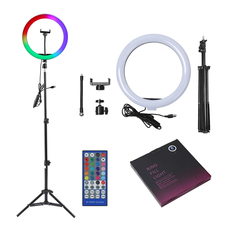 Competitive Price Beauty Live Photographic RGB Dimmable 10 In 12 In Selfie Ring Light Kit