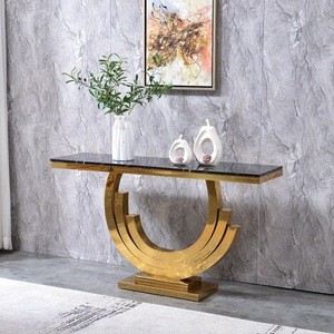 Console Table Gold Glass Modern Luxury Marble Top Home Classic New arrival