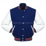 cow hide leather sleeve & wool body varsity jacket, wholesale wool body leather sleeve Baseball bomber Jacket
