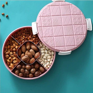 Creative round plastic candy plate wedding snack dish melon seeds dry fruit box