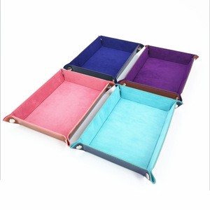 cuboid 4 faces colorful 22*16 cm Pu leather and velvet material dice box tray