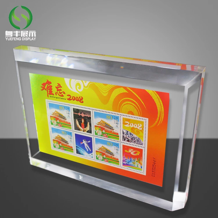 Curved Glass Clear Acrylic Photo Frame Plexiglass Hot Pressing Picture Block