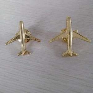 Custom Airplane Shape Tie Clips and bar and cufflinks and lapel pin badge sets