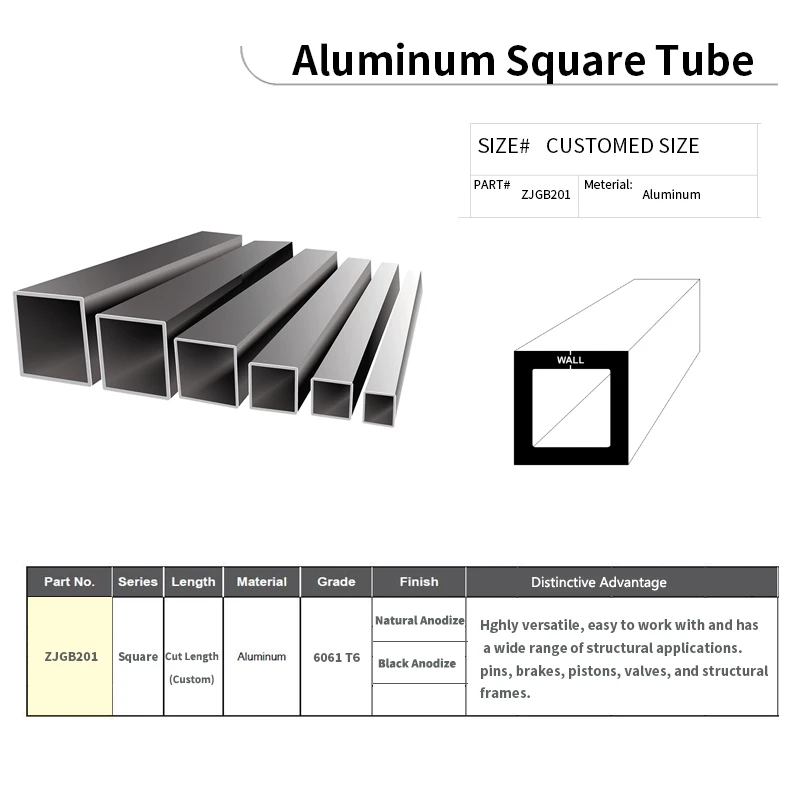 Buy Custom Aluminum 6061 T6 Square Tube Factory Prices Aluminum Tubing