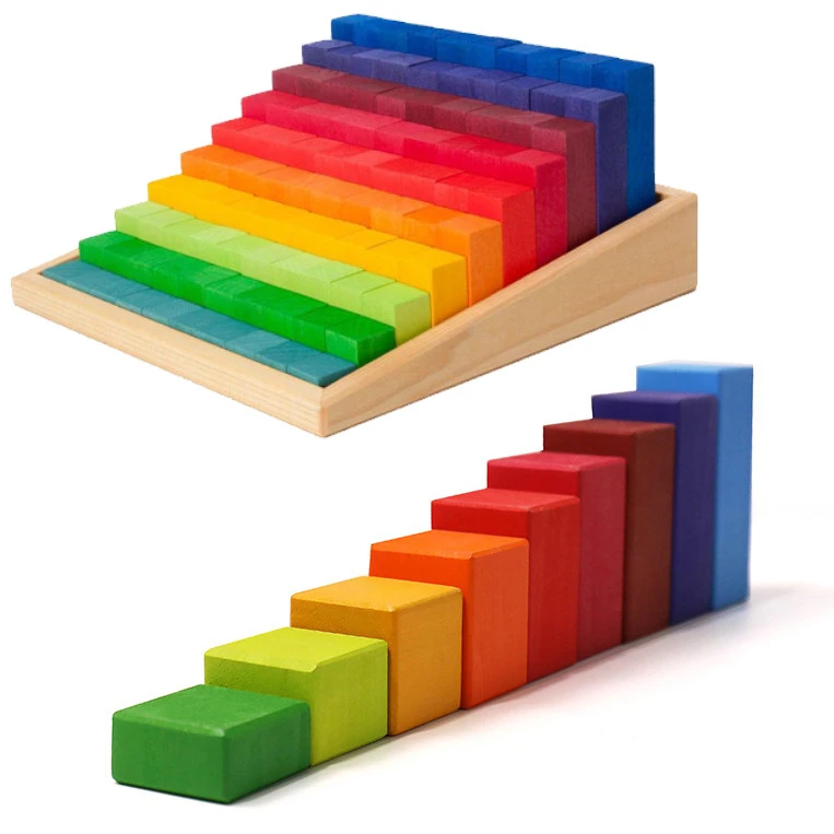 Custom Baby Educational Wooden Rainbow Step Unit Blocks | Natural Toys &amp; Crafts