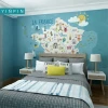 Custom cartoon map mural wallpaper home decoration for kids room