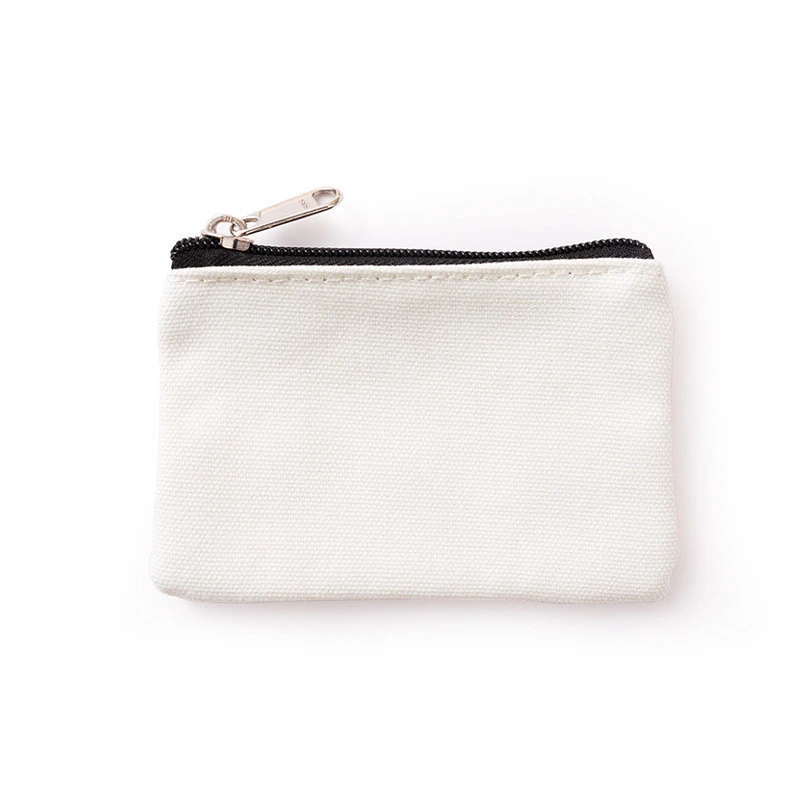 Custom eco friendly mini change purse blank natural cotton canvas zipper coin purse wholesale