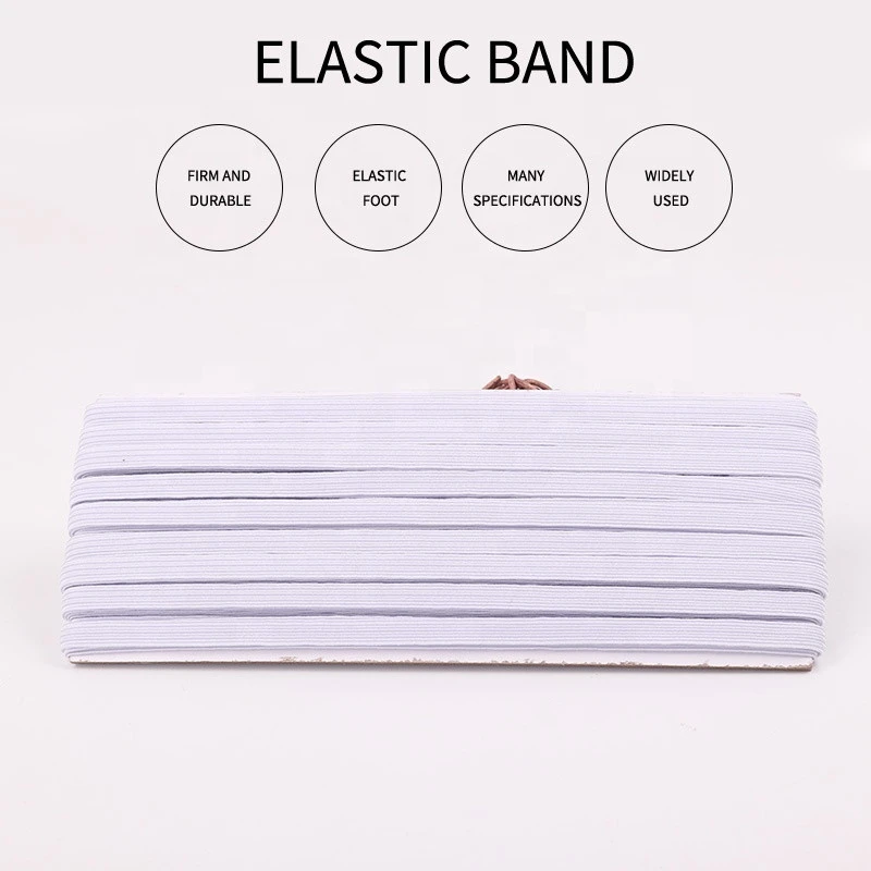 Custom High Elastic Factory Black/White Knitted Elastic Rope Flat Elastic Band Wholesale