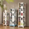 custom hotel office home kids ladder storage corner revolving wood display book shelf bookcases