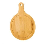 Custom logo Bamboo Pizza board Round with Hand Baking Tray sushi Cutting Board Platter Cake Bakeware Tools