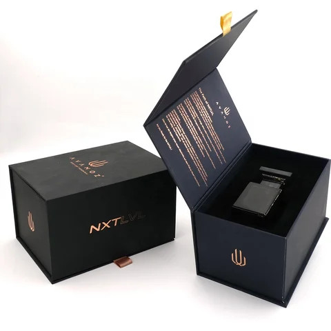 Buy Custom Luxury Black Paper Perfume Gift Box Empty Bottles Essential ...