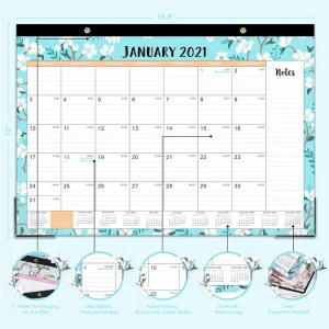 Custom Printed Hanging Monthly Wall Desk Academic Tear Off Calendar Planner 2021