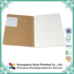Custom thread sewing recycled kraft cover spiral bound notebook with blank yellow pages