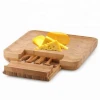 Custom wooden bamboo cheese serving cutting board with drawer and knife set bamboo large