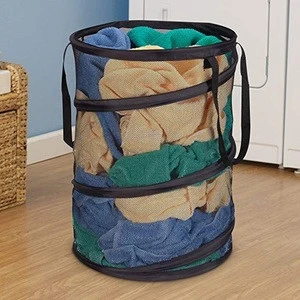 Customized logo lable laundry products collapsible laundry hamper foldable laundry hamper bag