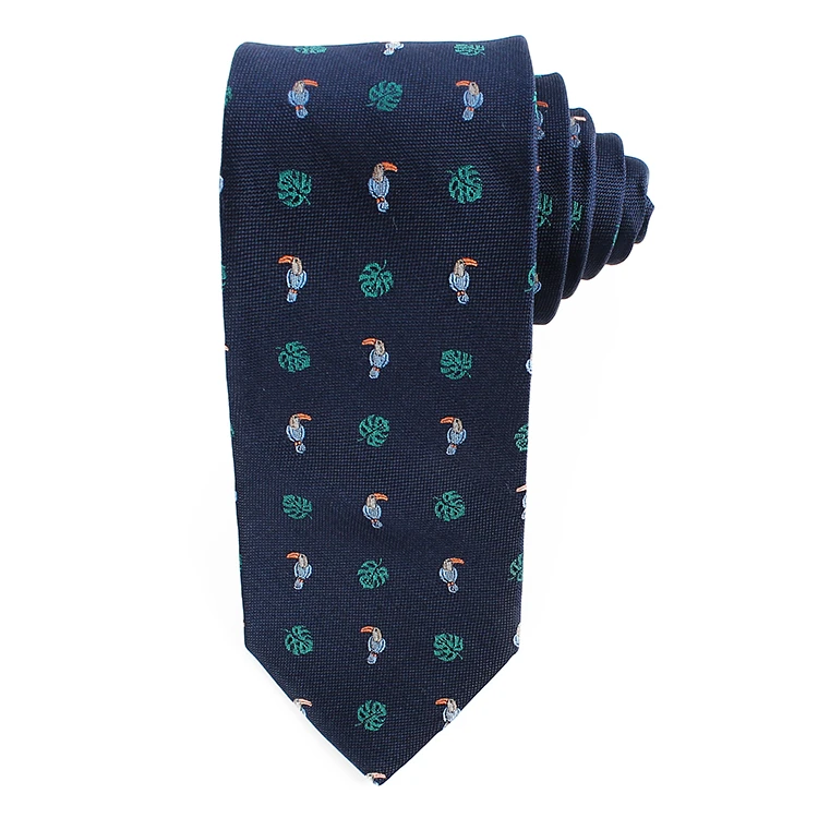 Dacheng Manufacturing Bird Pattern Gravata Animal Jacquard Skinny Necktie 100% Silk Tie
