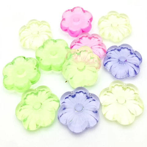 DIY Art Eco-friendly Decorative Plastic Bead  Acrylic Flower Beads Clear Mixed Flower Shaped Acrylic Beads For Jewelry Making