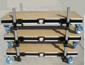 dolly with satackable , No need to use forklift , material , size , color , caster are changeable