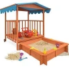 Double-purpose Sandpit with Wheel Children Toys Outdoor Sandbox Wood for Kid