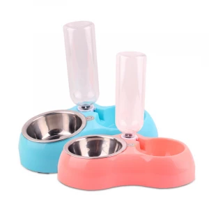 Dual-Use Two-In-One Water Fountain Pet Bowl Food Water Dispenser stainless steel dog bowl