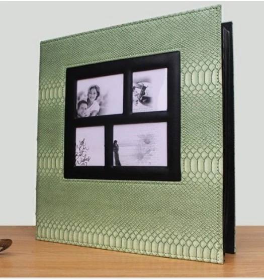 Durable cheap leather photo album,photo frame with stationary photos