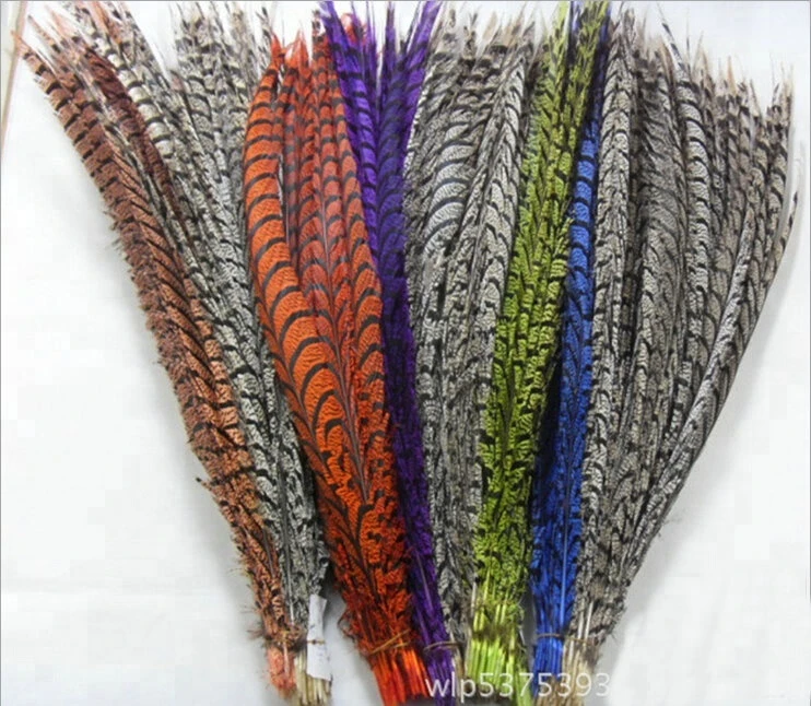 dyed and bleached 18-20inch ringneck pheasant tail feathers