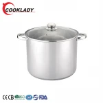 Easy Operation 30Mm Diameter Stainless Steel Kitchen Equipment Round Soup Pots With Lid