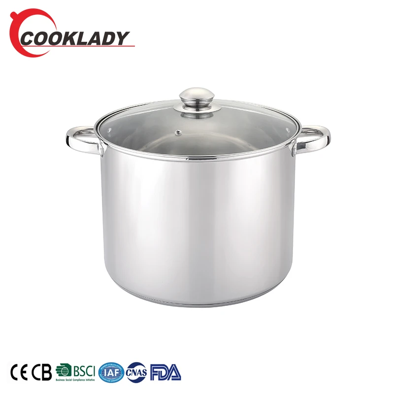 Easy Operation 30Mm Diameter Stainless Steel Kitchen Equipment Round Soup Pots With Lid