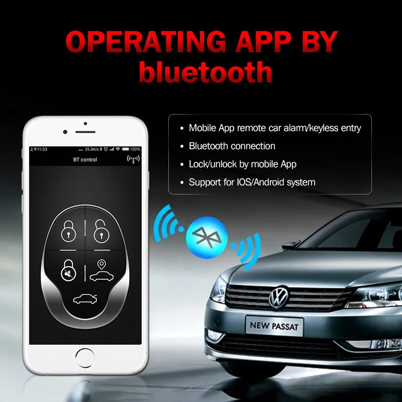 Easy To use Mobile APP Compatible with normal original 433.92/370/315MHz Remote Control Bluetoth Talking car alarm system