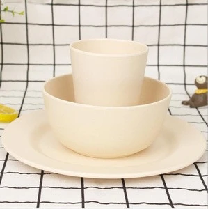 eco-friendly disposable bamboo fiber tableware kids dinnerware sets