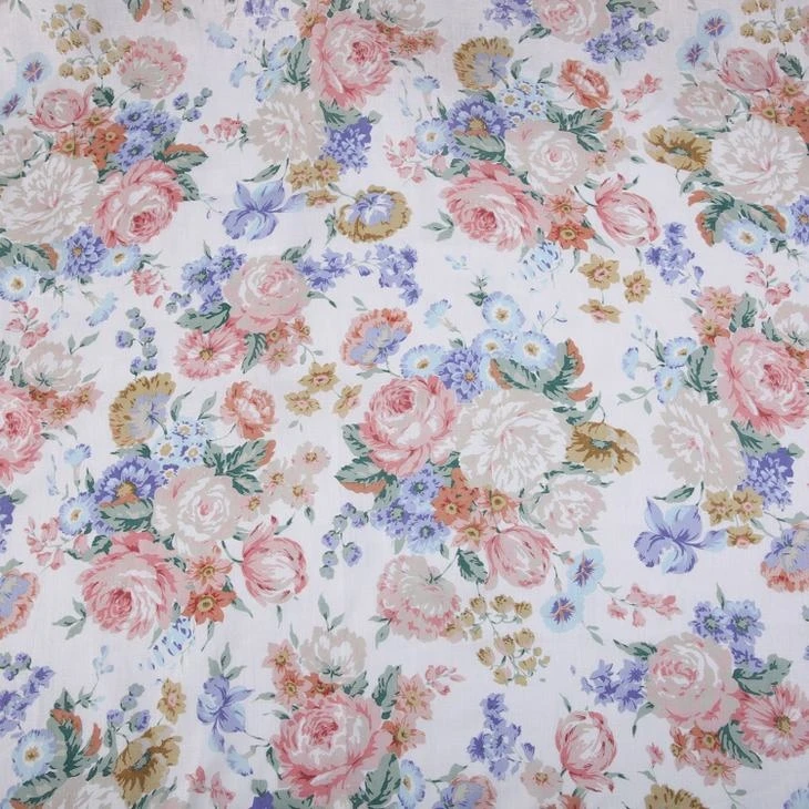Elegant floral digital printed plain custom printing natural linen fabric for clothes