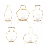 Europe hydroponic container glass bottle tabletop adornment iron frame art glass flower vase blown