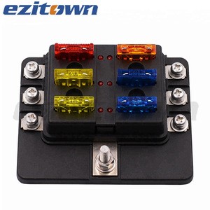 ezitown 6 way blade fuse box block for automotive car boat yacht marine truck trike vehicle RV w LED light indication and cover
