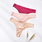Factory direct sale women panties  non-trace invisible ultra-thin G-string Ice Silk Plush size  Thong