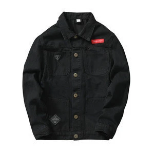 Factory price cheap denim jacket men&#039;s black slim fit fashion jean jacket for boys