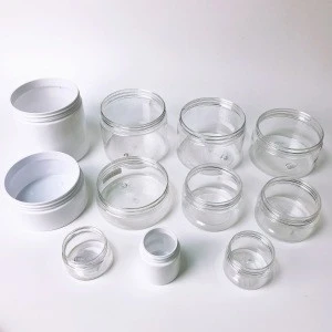 Factory price PET Plastic Cream Jar with Plastic Aluminium Cap 30ml 50ml 100ml 200ml 300ml Plastic Jar for Face Hair Body Cream