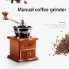 Factory price Portable household mini manual coffee grinder with Log wood handle