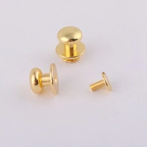factory wholesale 10mm gold color round head screw back button stud for leather craft