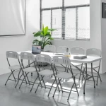 Factory Wholesale HDPE Portable Table Plastic Folding Table Long Conference Table for Outdoor Stall