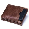 Factory Wholesale RFID Blocking Vintage Trifold Wallet Genuine Leather with Zip Coin Pocket Wallets