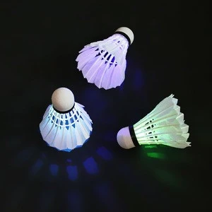 Fancy goose feather badminton flashing lighted led badminton shuttlecock