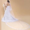 Fashion crinoline fingertip simple tulle 3 meter cheap long lace trim wedding Bridal veils
