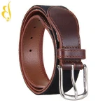 Fashion single needle buckle nylon and genuine belt with M word belt pu