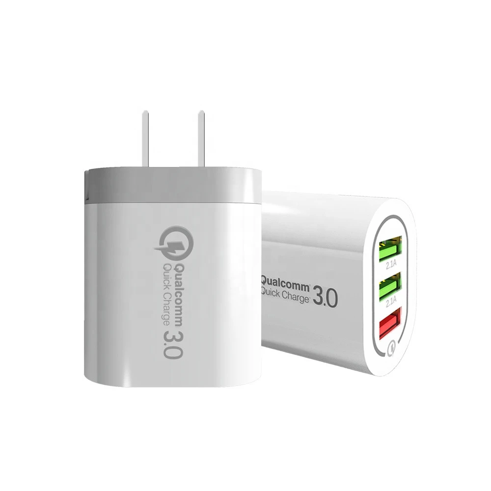 Fast Quick Charge QC 3.0 2.4A 3 Port USB US Plug Adapter Charger