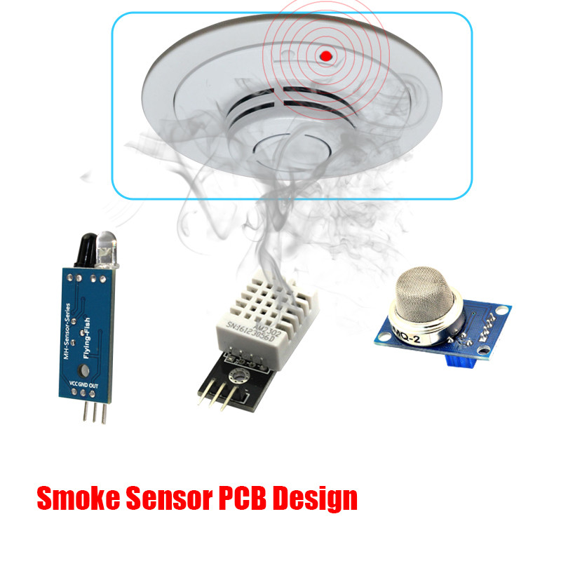 Fire alarm sensor PCB design wireless 315/433mhz photoelectric smoke sensor detector