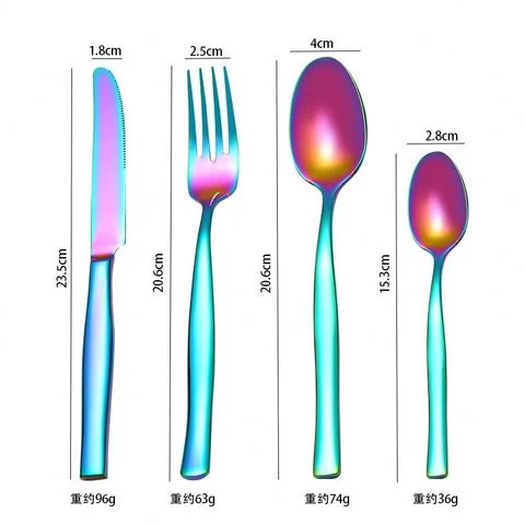 flat Unique Design Elegant  Silverware 304 Stainless Steel Cutlery Gold Flatware Set Dinnerware Knife Spoon Fork